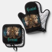 Gemini Zodiac Sign Ofenhandschuh & Topflappen-Set (Vorderseite/Rückseite)