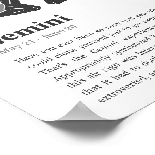 Gemini Zodiac Sign Poster (Ecke)