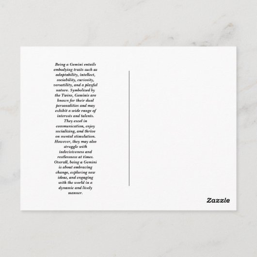Gemini Zodiac Sign Postkarte (Rückseite)