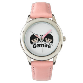 Gemini Zodiac Sign Twins Girls Kinder Armbanduhr