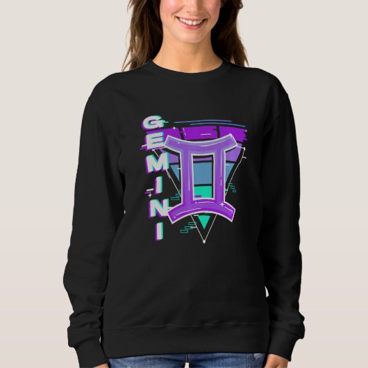 Gemini Zodiac Sign Vaporwave Ästhetik 80er 90s Ar Sweatshirt (Vorderseite)