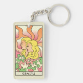 Gemini Zodiac Signa Abstrakte Kunst Vintag Schlüsselanhänger (Rückseite)