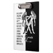 Gemini Zodiac Signature Black & White Clipboard Klemmbrett (Links)