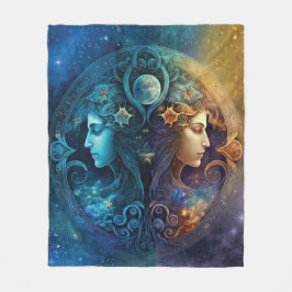 Gemini Zodiac Signature Watercolor Design Fleecedecke