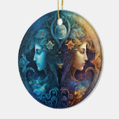 Gemini Zodiac Signature Watercolor Design Keramik Ornament (Links)