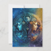 Gemini Zodiac Signature Watercolor Design Mitteilungskarte (Rückseite)