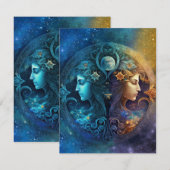 Gemini Zodiac Signature Watercolor Design Mitteilungskarte (Vorne/Hinten)