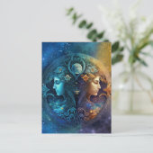 Gemini Zodiac Signature Watercolor Design Postkarte (Stehend Vorderseite)