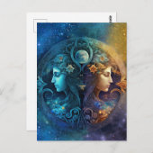 Gemini Zodiac Signature Watercolor Design Postkarte (Vorne/Hinten)