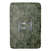 Gemini Zodiac signiert grüne digitale Camouflage Badematte (Vorderseite Vertikal)