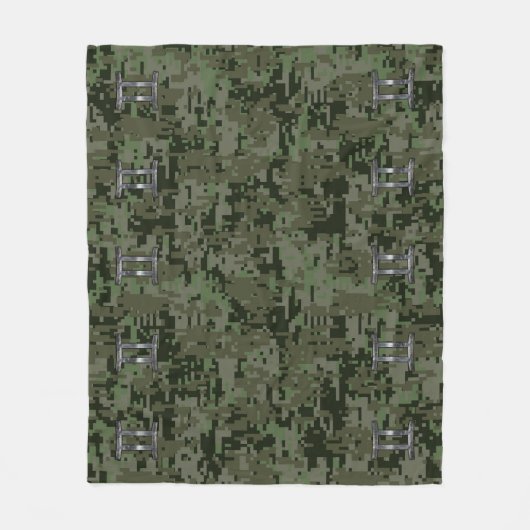 Gemini Zodiac signiert grüne digitale Camouflage Fleecedecke (Vorderseite)