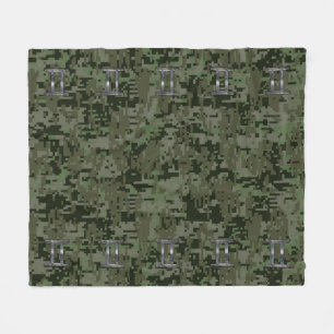 Gemini Zodiac signiert grüne digitale Camouflage Fleecedecke