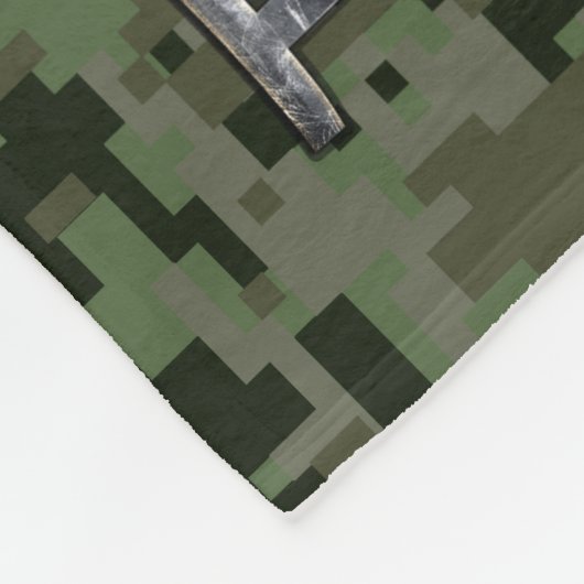 Gemini Zodiac signiert grüne digitale Camouflage Fleecedecke (Ecke)