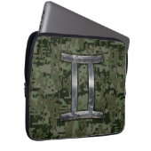 Gemini Zodiac signiert grüne digitale Camouflage Laptopschutzhülle (Vorne Rechts)