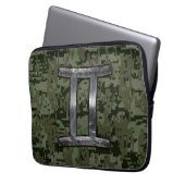 Gemini Zodiac signiert grüne digitale Camouflage Laptopschutzhülle (Vorderseite Links)