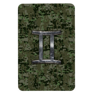 Gemini Zodiac signiert grüne digitale Camouflage Magnet