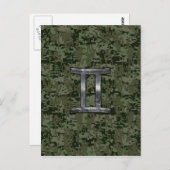 Gemini Zodiac signiert grüne digitale Camouflage Postkarte (Vorne/Hinten)