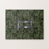 Gemini Zodiac signiert grüne digitale Camouflage Puzzle (Horizontal)