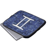 Gemini Zodiac-Signierung auf der Blue-Camouflage Laptopschutzhülle (Vorne Knopf)