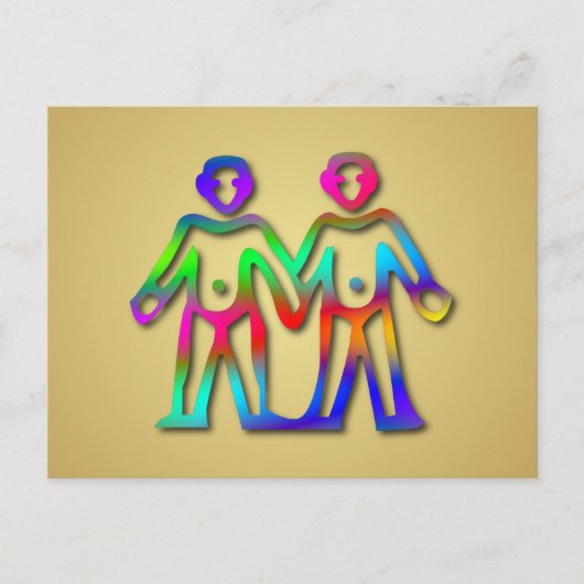 Gemini Zodiac Star Sign Color Line Postkarte (Vorderseite)