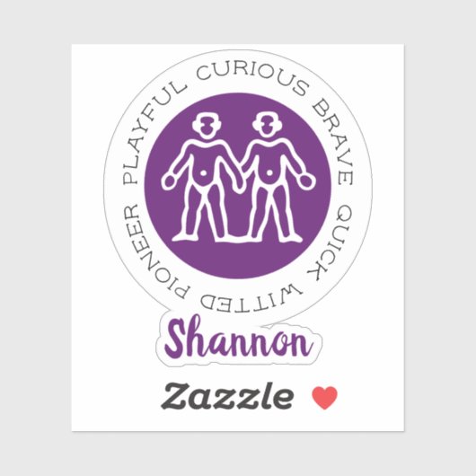 Gemini Zodiac Star Signature Merkmale Lila Aufkleber (Blatt)