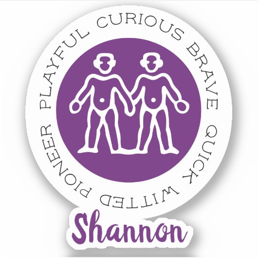 Gemini Zodiac Star Signature Merkmale Lila Aufkleber (Vorderseite)