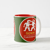 Gemini Zodiac Star-Zeichen mit dem Namen des Eigen Zweifarbige Tasse (VorderseiteRechts)