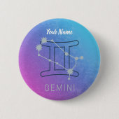 Gemini Zodiac Star Zeichenfarben Horoskop Button (Vorderseite)