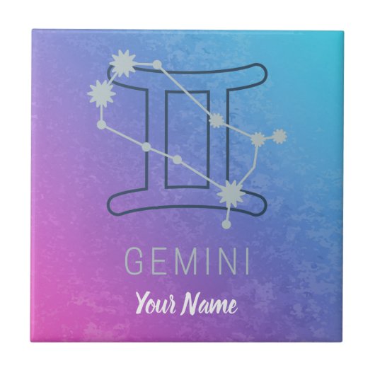 Gemini Zodiac Star Zeichenfarben Horoskop Fliese (Vorderseite)