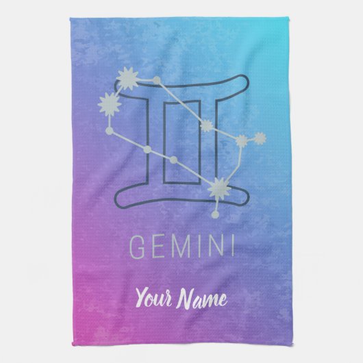 Gemini Zodiac Star Zeichenfarben Horoskop Geschirrtuch (Vertikal)