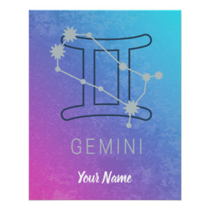 Gemini Zodiac Star Zeichenfarben Horoskop Poster