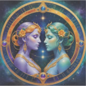 Gemini Zodiac Stickers, Celestial Zodiac Aufkleber (Vorderseite)