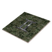 Gemini Zodiac Symbol auf grüner digitaler Camoufla Fliese (Seite)