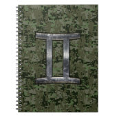 Gemini Zodiac Symbol auf grüner digitaler Camoufla Notizblock (Vorderseite)