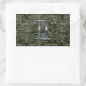 Gemini Zodiac Symbol auf grüner digitaler Camoufla Rechteckiger Aufkleber (Tasche)