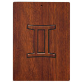 Gemini Zodiac Symbol auf Mahagoni wie Dekor Klemmbrett (Rückseite)