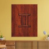 Gemini Zodiac Symbol auf Mahagoni wie Dekor Leinwanddruck (Insitu (Wohnzimmer))