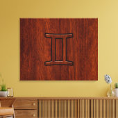 Gemini Zodiac Symbol auf Mahagoni wie Dekor Leinwanddruck (Insitu (Wohnzimmer))