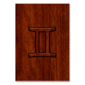 Gemini Zodiac Symbol auf Mahagoni wie Dekor Tischnummer (Vorderseite)