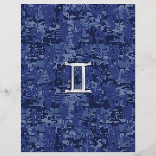 Gemini Zodiac Symbol Blue Digital Camouflage (Vorderseite)