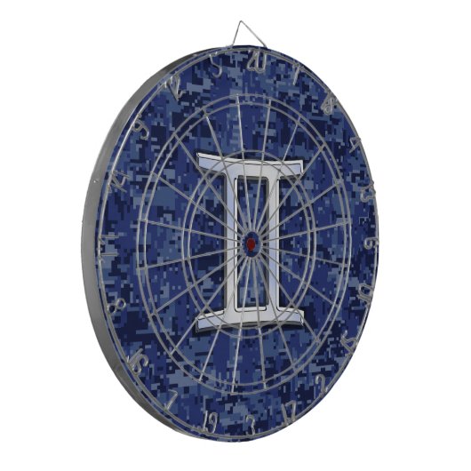 Gemini Zodiac Symbol Blue Digital Camouflage Dartscheibe (Vorderseite Links)