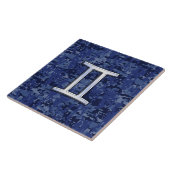 Gemini Zodiac Symbol Blue Digital Camouflage Fliese (Seite)