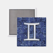 Gemini Zodiac Symbol Blue Digital Camouflage Magnet (Vorderseite/Rückseite)