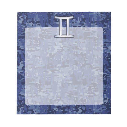Gemini Zodiac Symbol Blue Digital Camouflage Notizblock (Vorderseite)