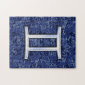 Gemini Zodiac Symbol Blue Digital Camouflage Puzzle (Horizontal)