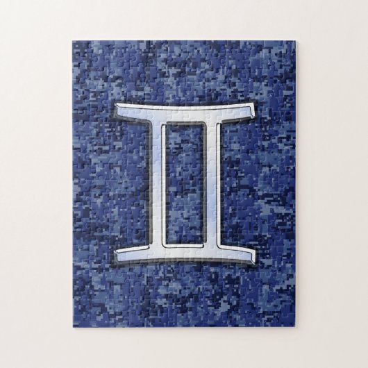 Gemini Zodiac Symbol Blue Digital Camouflage Puzzle (Vertikal)