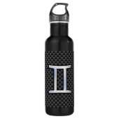 Gemini Zodiac Symbol Charcoal Carbon Fiber Style Trinkflasche (Vorderseite)