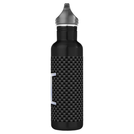 Gemini Zodiac Symbol Charcoal Carbon Fiber Style Trinkflasche (Rechts)