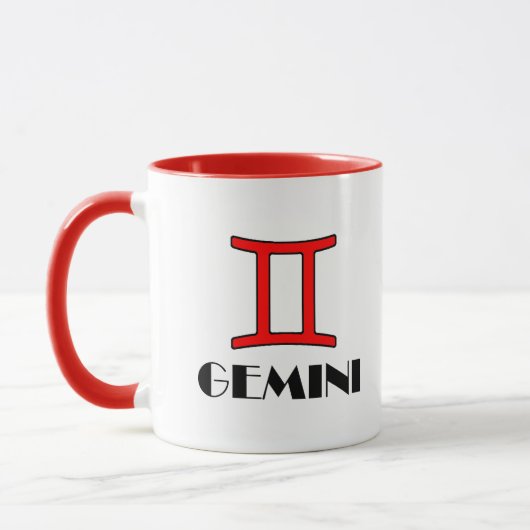 Gemini Zodiac Symbol Designer Tasse in Rot (Links)