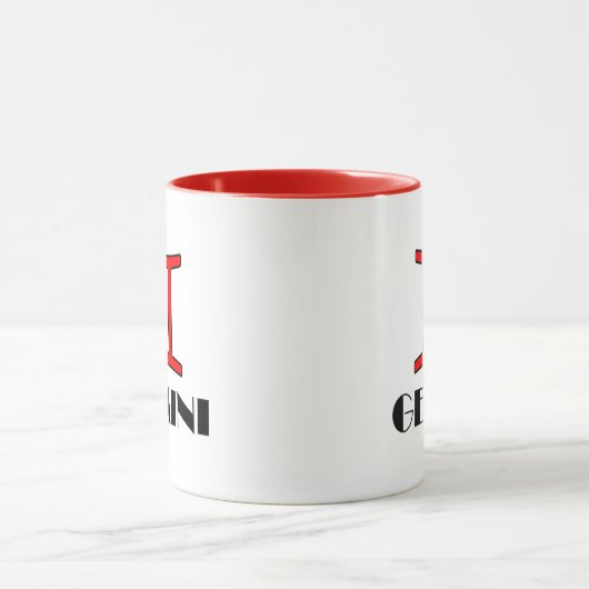 Gemini Zodiac Symbol Designer Tasse in Rot (Zentrum)